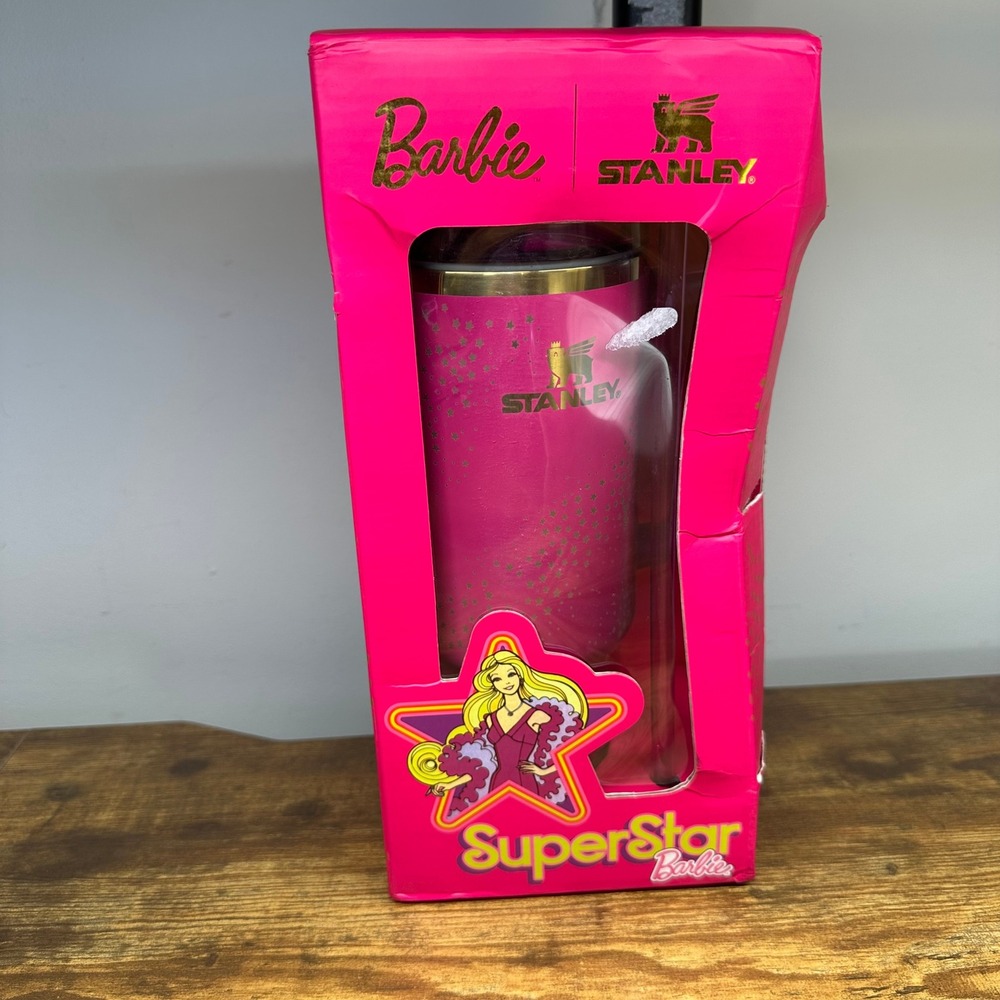 Stanley Barbie 65th Anniversary SuperStar Quencher H2.0 Tumbler 40oz Pink Gold